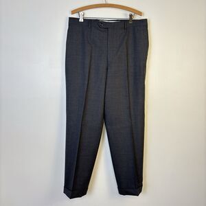 Hart Schaffner Marx Travelor Mens 35 R Gray Dress Pants Flat Front Cuffed USA